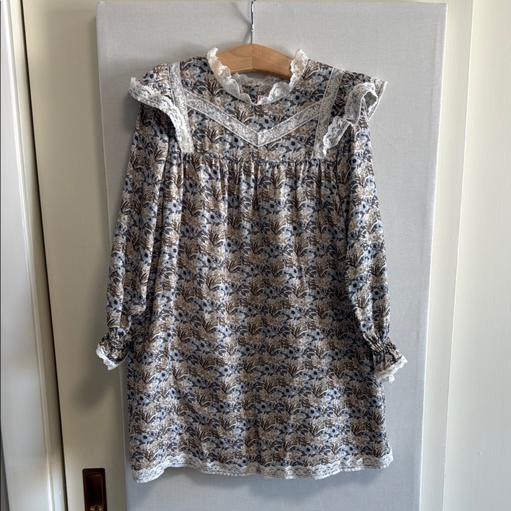 Floral Lace Trim Kids Formal Dress